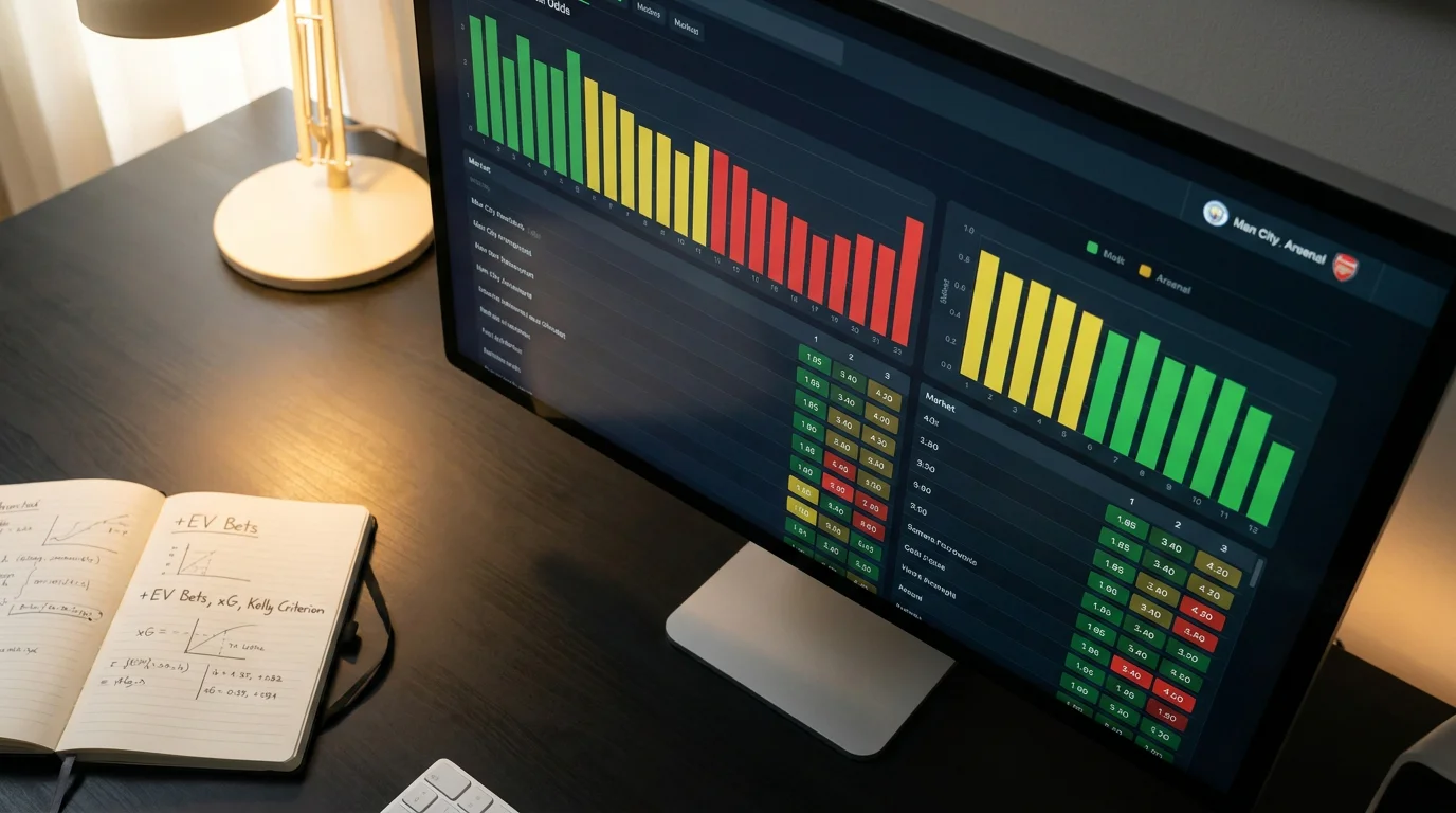 Pantalla de análisis de datos de apuestas seguras en fútbol con cuotas y estadísticas